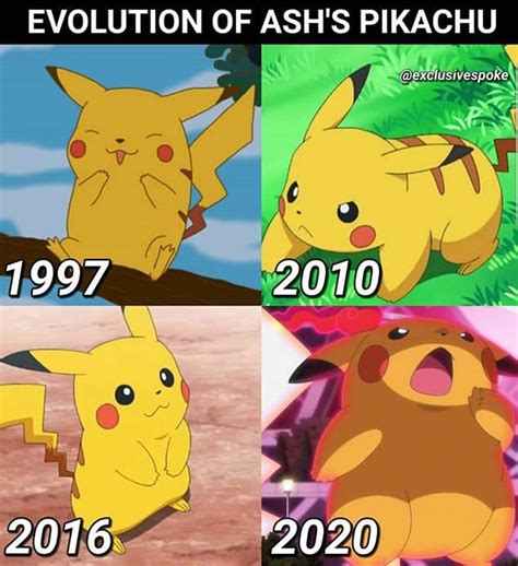 Evolution of Ash's Pikachu in Pokemon Games