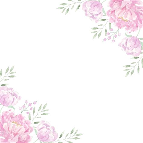 Romantic Light Pink Peony Watercolor Flower Border, Wedding, Design, Watercolor PNG Transparent ...