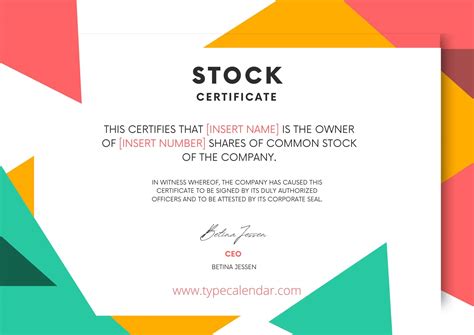 Free Printable Stock Certificate Template [Editable] PDF & Word