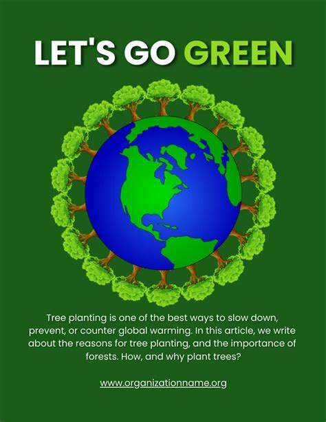 Green Simple Illustration Lets Go Green Environment Poster - Venngage