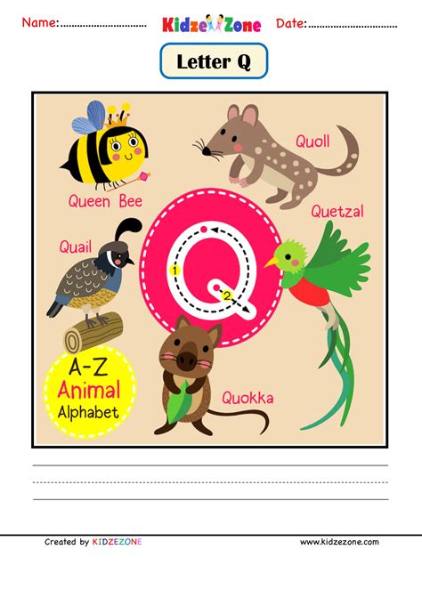 Kindergarten Letter Q worksheets - Picture Cards