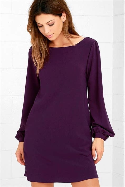 long sleeve purple dress - Dress Yp