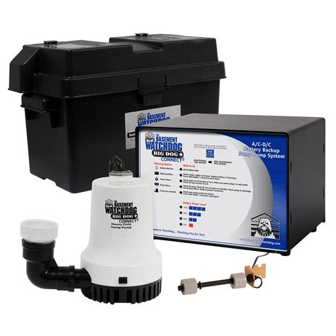 Basement Watchdog 1/3 HP Big Dog Computer-Controlled AC/DC Battery Backup Sump Pump System-BWD12 ...