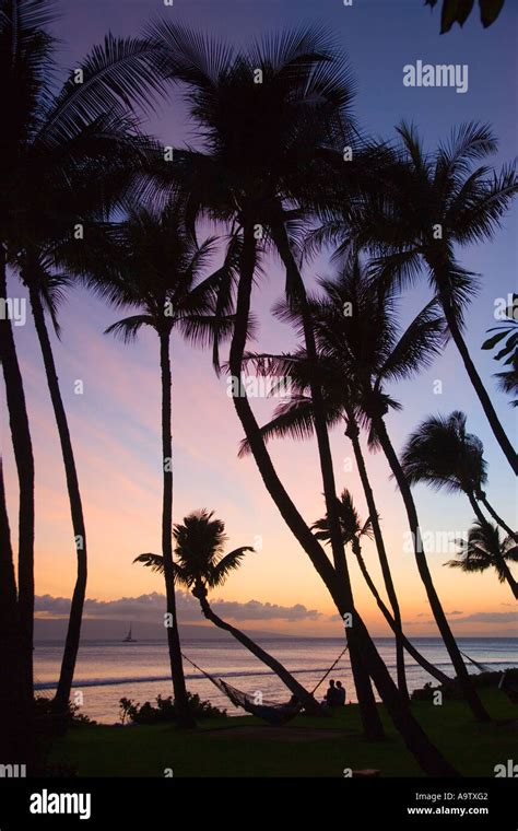 Sunset Kaanapali Beach Maui Hawaii Stock Photo - Alamy