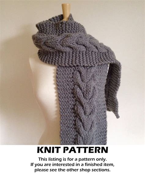 Cable Knit Scarf Pattern, Cable Scarf Pattern, Chunky Knit Scarf Pattern, Knit Cable Scarf ...