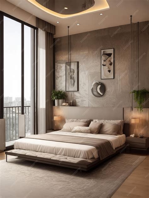 Premium AI Image | Modern master bedroom design with balcony