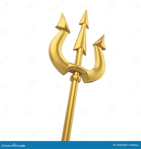 Golden Trident Isolated stock illustration. Illustration of mythology - 123293420