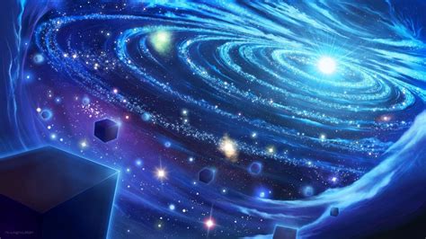 space Art, Cube, Glowing, Stars, Abstract, Planetary Rings Wallpapers HD / Desktop and Mobile ...