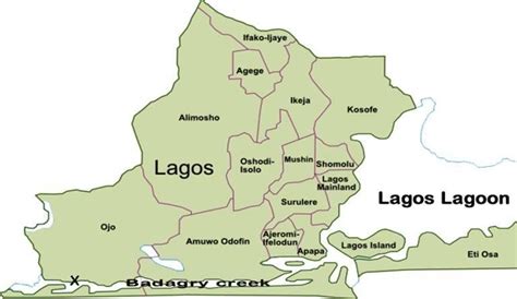 Map of Lagos State, Nigeria showing Badagry creek | Download Scientific Diagram