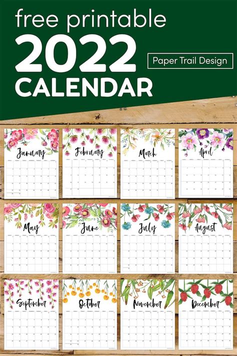 Use our 2022 floral calendar printable pages to create a DIY planner and stay org… | Free ...