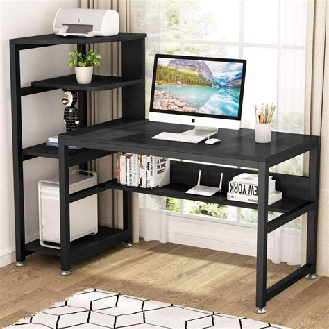 Tribesigns 58 inch Large Computer Desk with Storage Shelves, Modern Office Desk - Walmart.com ...