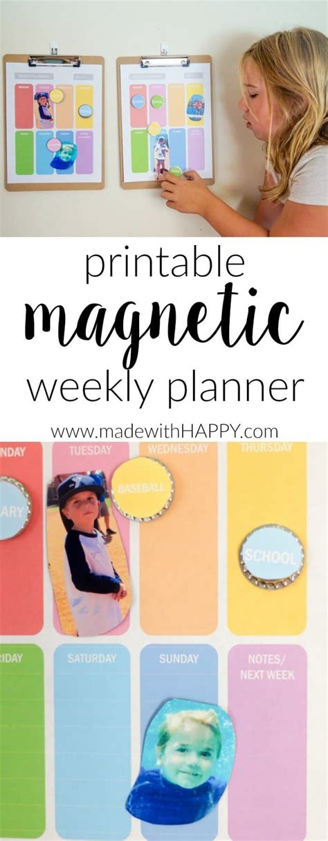 Printable Magnetic Weekly Planner - Made with HAPPY