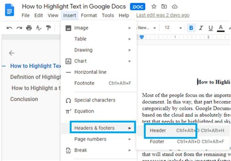 How to add Header in Google Docs - OfficeBeginner