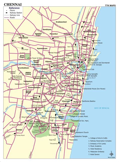 Chennai street map - Chennai city map with streets (Tamil Nadu - India)