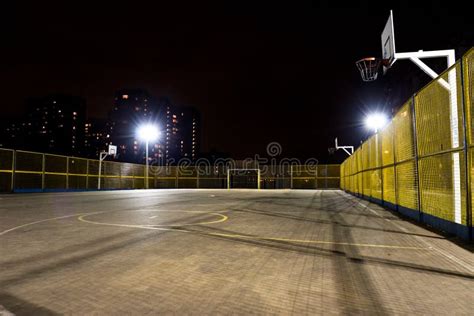 Outdoor Basketball Court At Night