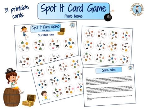 Spot It Card Game - printable board game - Treasure hunt 4 Kids