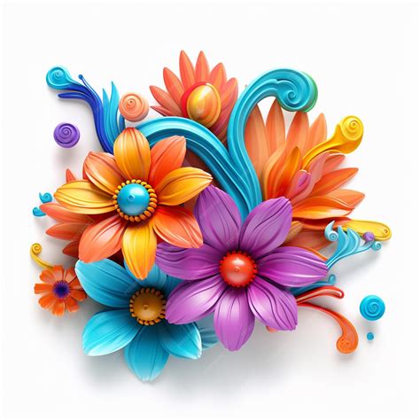 Premium AI Image | 3D flowers clipart on white background