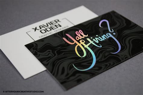 Holographic Foil Stamped Business Cards 450gsm - Metallic Foil Stamping