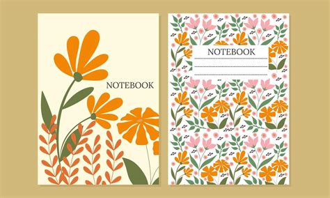 notebook cover sets. Beautiful abstract and floral design. Seamless pattern and mask used, easy ...