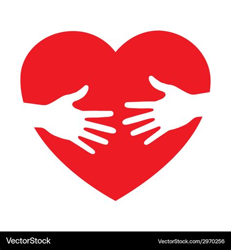 Heart icon with caring hands logo Royalty Free Vector Image