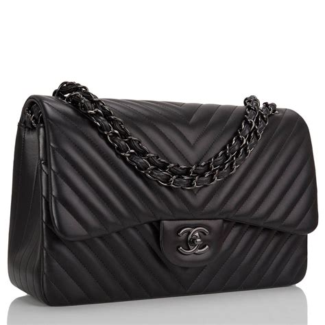 Chanel So Black Chevron Jumbo Double Flap Bag | 1stdibs.com | Chanel chevron bag, Bags, Designer ...