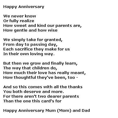 Parents anniversary poems