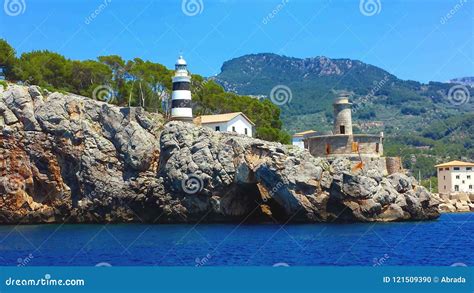 Lighthouse in Port De Soller, Majorca Mallorca, Spain Stock Photo - Image of cruise, vacation ...