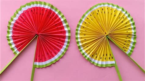 Cute Paper Pop Up Fans /DIY Watermelon Hand Fans |making paper fan /how ... | Watermelon diy ...