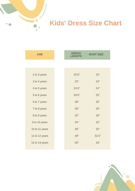 Kids Dress Size Chart in PDF - Download | Template.net