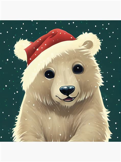 "Cute Baby Polar Bear in Santa Hat" Sticker for Sale by Geminiartstudio | Redbubble