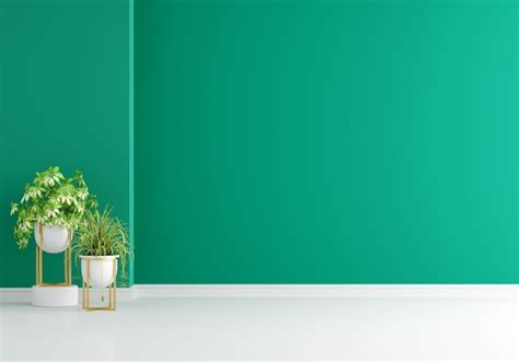 Free Photo | Green plant in green living room with copy space