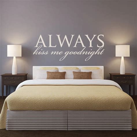 Master Bedroom Headboard Wall Decal Quotes Always Kiss Me Goodnight Removable Wall Stickers ...