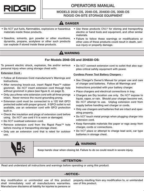 Ridgid 2032 Os Users Manual 14 0015 2