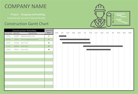 Project Management Gantt Chart Excel Template