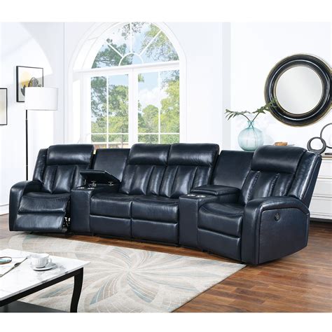 Leather Corner Sofa With Cup Holders | Baci Living Room