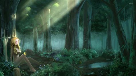 Download Enjoy the Magical atmosphere of Nature in this Anime Forest. Wallpaper | Wallpapers.com