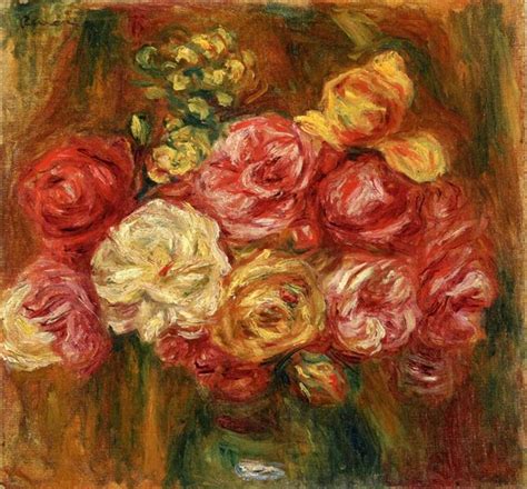 Bouquet of Roses in a Green Vase - Pierre-Auguste Renoir - WikiArt.org