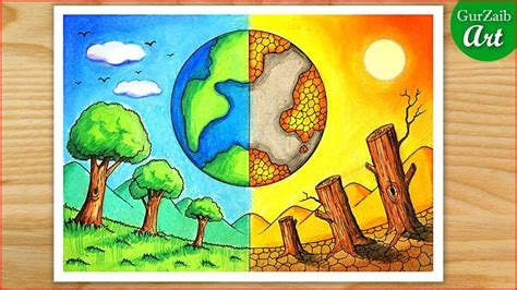 How to draw world environment day poster / Save nature drawing easy in 2024 | Drawings with ...