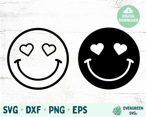 Smiley Face SVG Smiley Face With Heart Eyes Hippie SVG for - Etsy Finland