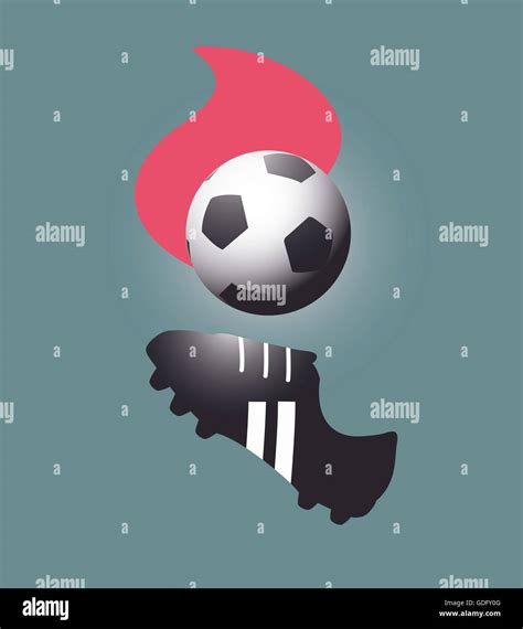 Illustration or drawing of a soccer ball with fire flames and a soccer shoe Stock Photo - Alamy