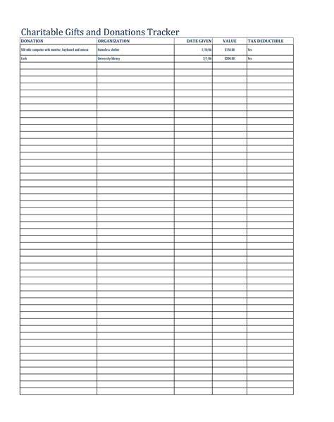 Free Donation Tracker Template - Printable Templates