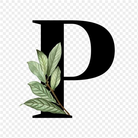 Botanical font letter P | Free stock illustration | High Resolution graphic