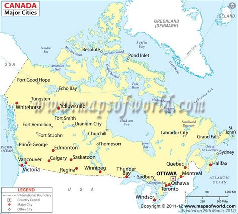 Map Of Canada With Cities And Towns