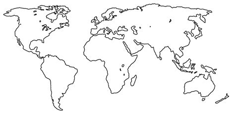 Free Printable Blank Outline Map of World [PNG & PDF]