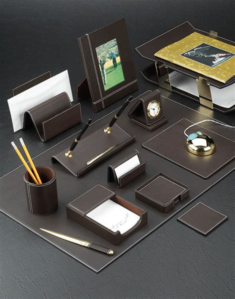 Brown Executive Desk Blotter Set