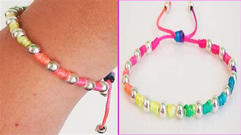 Diy Bracelets with beads with string friendship bracelets tutorial How to make a bracelet easy