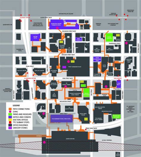 Path Toronto's Downtown Pedestrian Walkway map - Map of Path Toronto's Downtown Pedestrian ...