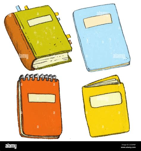 Set of notebooks, drawing block, notepad and book. Sketch pencil stationery Stock Photo - Alamy