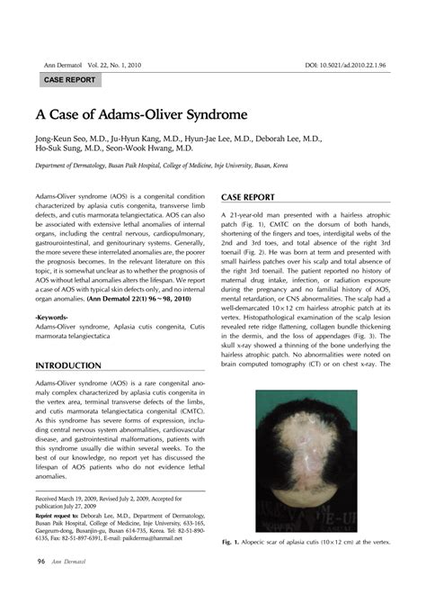 (PDF) A Case of Adams-Oliver Syndrome