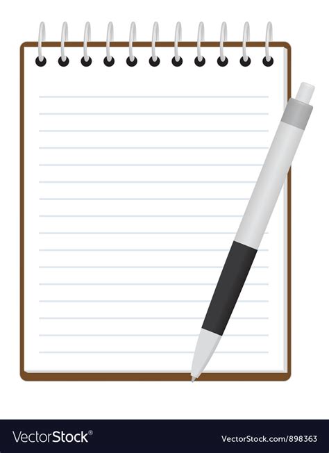 Notepad with pen Royalty Free Vector Image - VectorStock